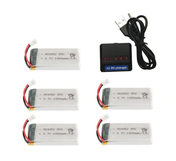 5pcs 37V 1800mAh Battery 5 in 1 USB Charger for SYMA X5 X5C X5SC X5SW