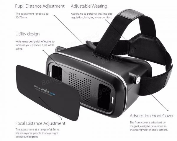 BlitzWolf BW VR1 3D Virtual Reality Glasses with Bluetooth Remote Control for 35 to 6 Inch Smartphones 4