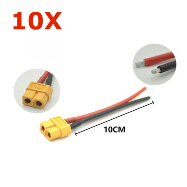 10pcs XT60 Connector Male Female Cable 14AWG for Drone Battery F