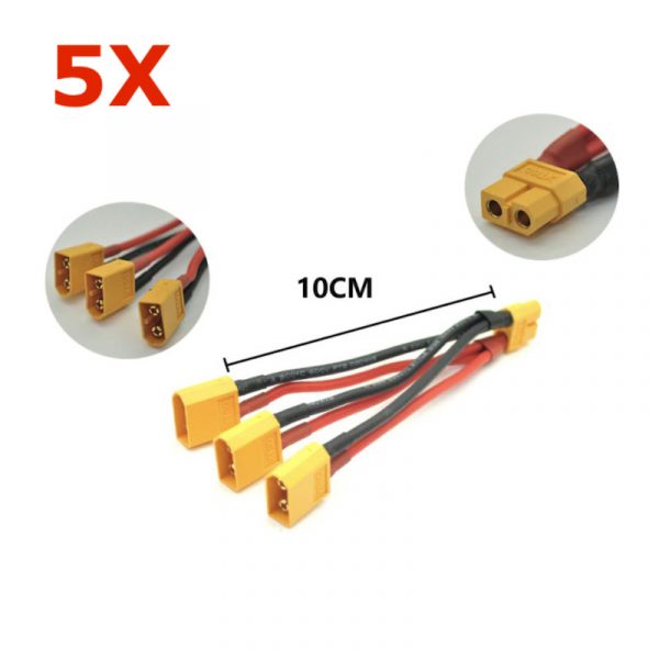 5pcs XT60 Connector Male Female 3 Way Parallel Cable 14AWG for Drone Battery 1F3M